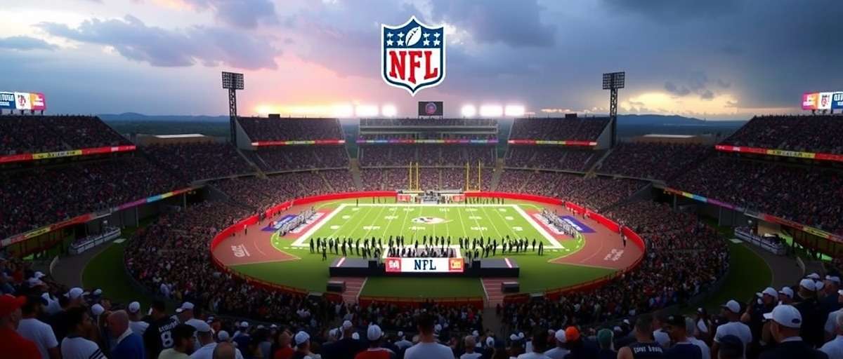 NFL India Premier League tournament finals with large crowd and players on stage