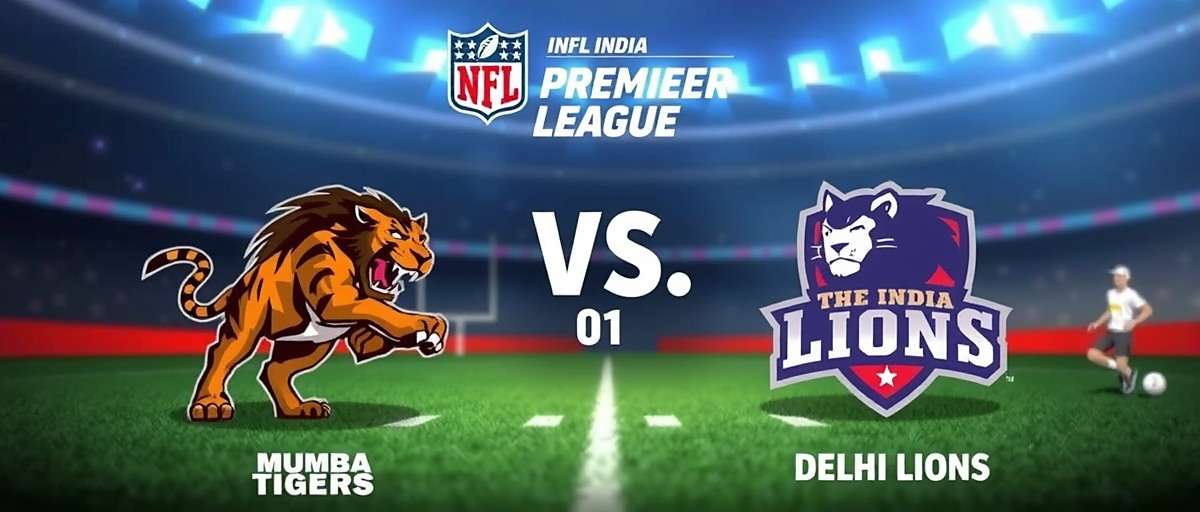 NFL India Premier League gameplay showing a match between Mumbai Tigers and Delhi Lions